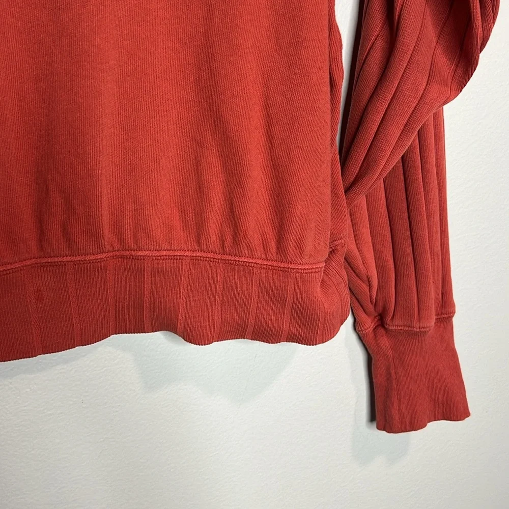 Free People Beach 100% Cotton Ribbed Sleeve mock turtleneck top